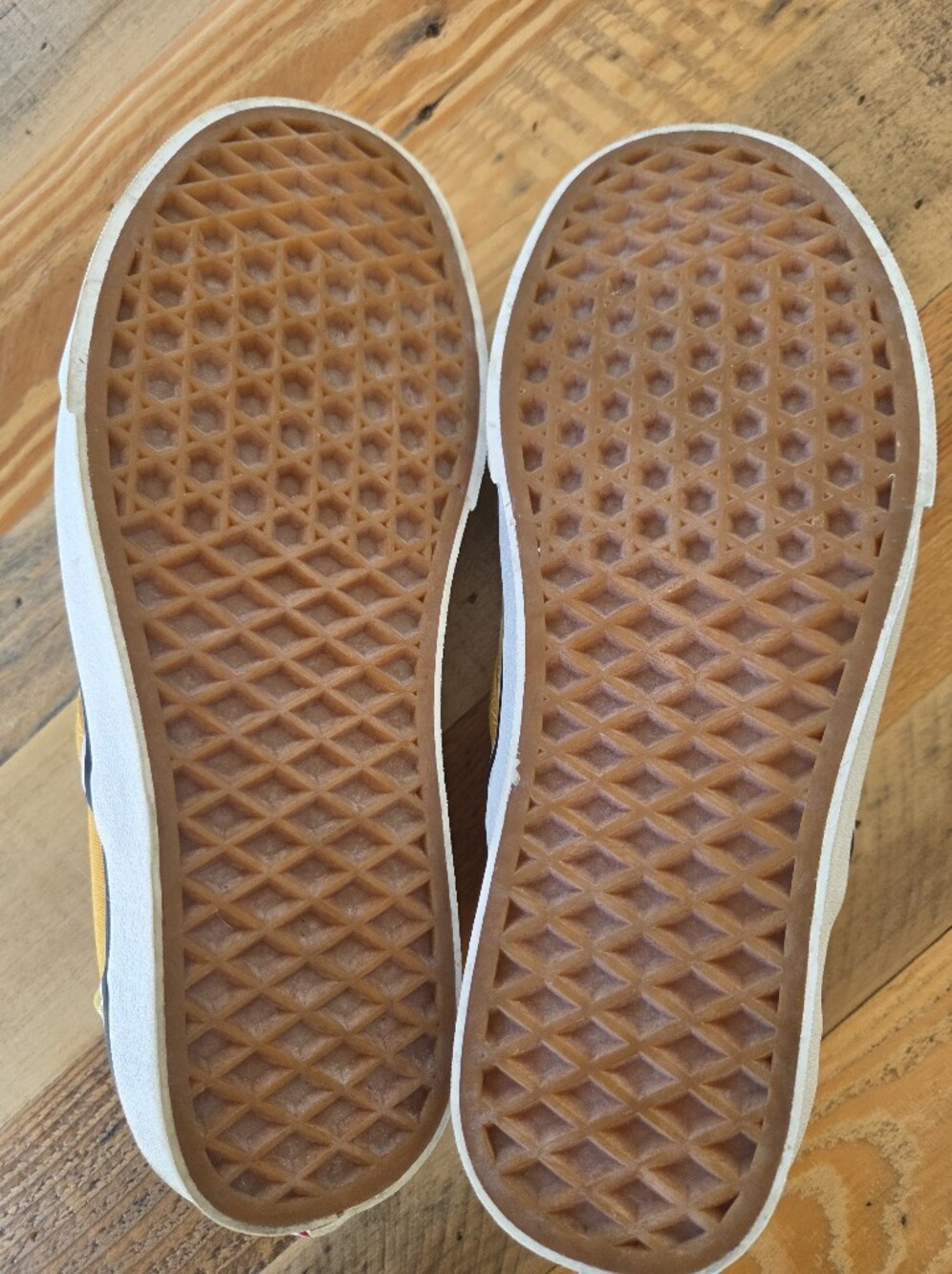 Vans Classic Slip-On Checkerboard Shoes - Yellow/White Womens 7.5 *See Callout - Picture 8 of 9
